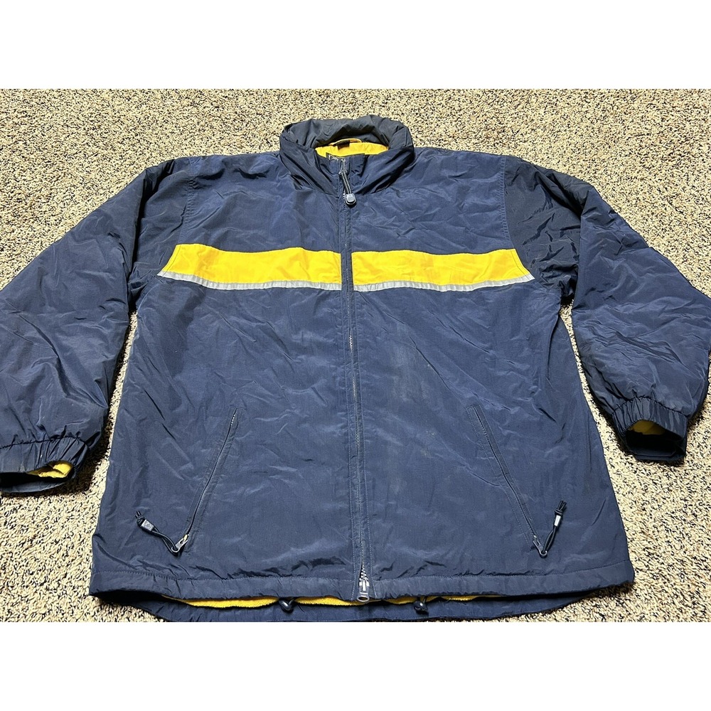 ARIZONA JEAN CO Winter Coat Men's XL Fleece Lined Blue Yellow Stripe‎